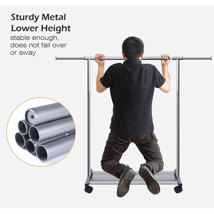 MISSLO Small Clothes Rack for Hanging Clothes, Rolling Garment Rod Stable for Kids, Toddler, Baby, Little Girls, Adults (Silver)
