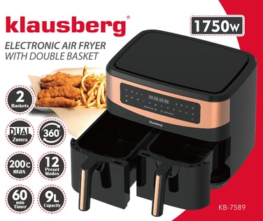 Аерофритюрниця Klausberg KB-7589, 1750 Вт, 9 л
