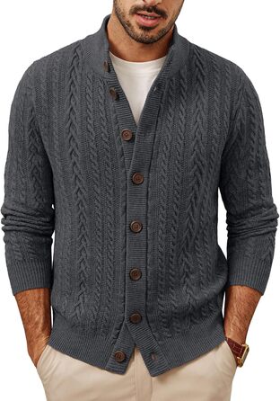 Кардиган чоловічий PJ PAUL JONES з косими візерунками, на ґудзиках, великий в'язання, XXL, темно-сірий