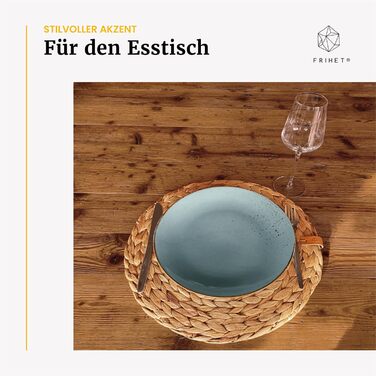 FRIHET® Table Placemats Oslo Set Round Water Hyacinth Natural - (6, 33cm)