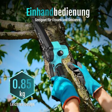 Mini акумуляторна ланцюгова пила Yardcare 6 дюймів з автоматичним змащенням, акумулятор та зарядний пристрій, для обрізки гілок та дерева