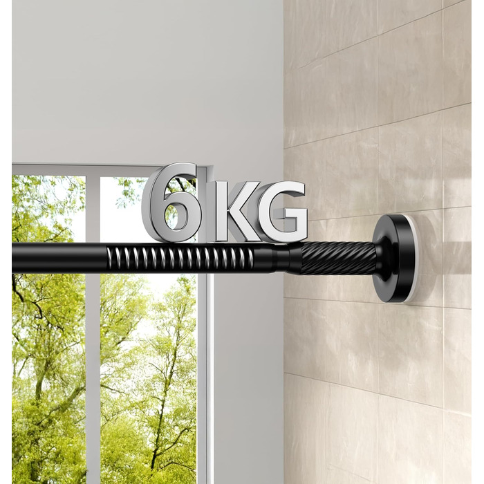 Штанга для карнизи без свердління, 100-230 см, регульована телескопічна штанга для душу, вікна та балкону (діаметр 25 мм, чорний)