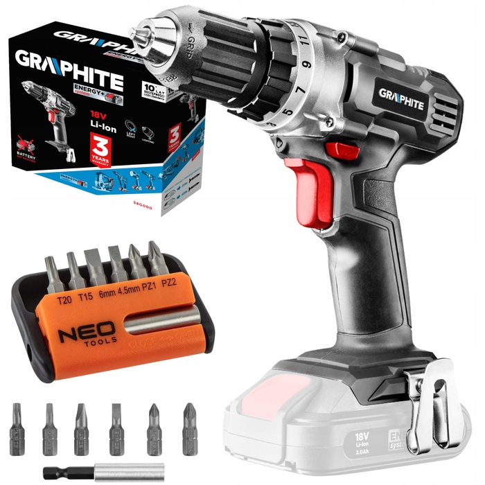 Акумуляторний шурупокрут GRAPHITE 18 В, комплект ZEST_2836