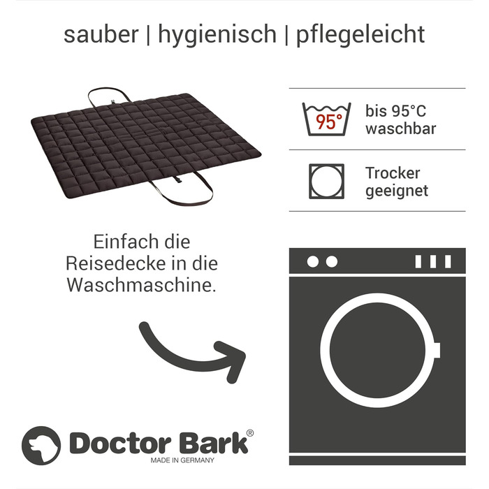 Чохол для собаки та власника Doctor Bark: практичний дорожній килимок, підходить для алергіків, прання при 95°C, розміри (X-Large, Коричневий)