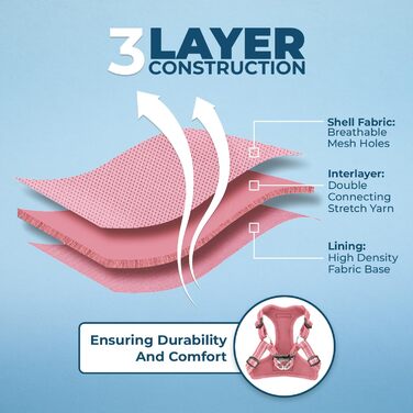 Шлейка для собак Voyager регульована з світловідбиваючими смугами Best Pet Supplies - міцна повна жилетка без натягу з кільцем для повідка, дихаюча, рожева, розмір XS (Обхват грудей: 13-16 дюймів)