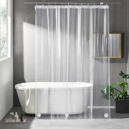 Шторка для душу OTRAKI 200x200 см, антигрибок, EVA, прозора, PVC-free, екологічна, з кільцями, для ванної кімнати