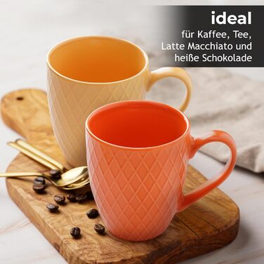 MIAMI – 6 x 400 ml – Coffee Cup Set/Mug – Modern Matte Ceramic Cup – Large Coffee Cup – Palmanova Collection (Magma)