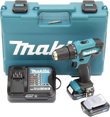 Акумуляторний дриль-шурупокрут Makita DF333DSAE 12V, 2.0Ah, 2 акумулятори + зарядний пристрій у транспортному кейсі, чорний/синій