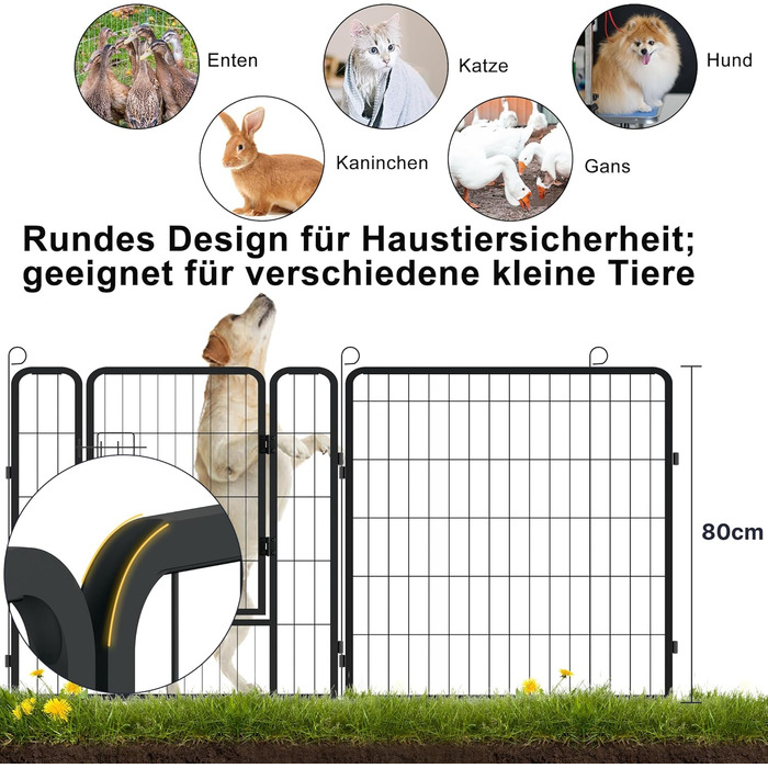 Вольєр для цуценят/маленьких собак 80x65 см, розкладний, з дверима та ґрунтовими анкерами, для внутрішнього/зовнішнього використання, вологостійкий