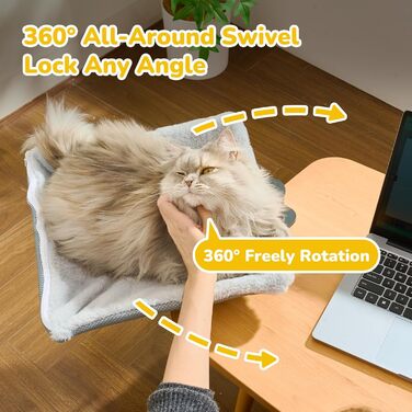 Підвісне ліжко для котів CATISM, 360° обертання, сірий колір, до 20 кг