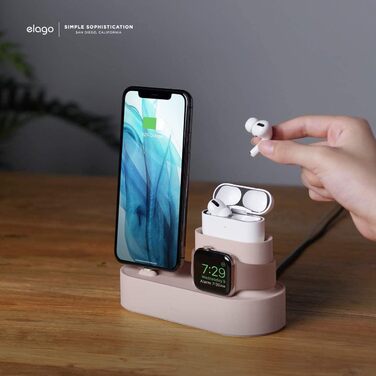 Зарядний станція Elago 3-в-1 для Apple Watch, AirPods та iPhone (білий)