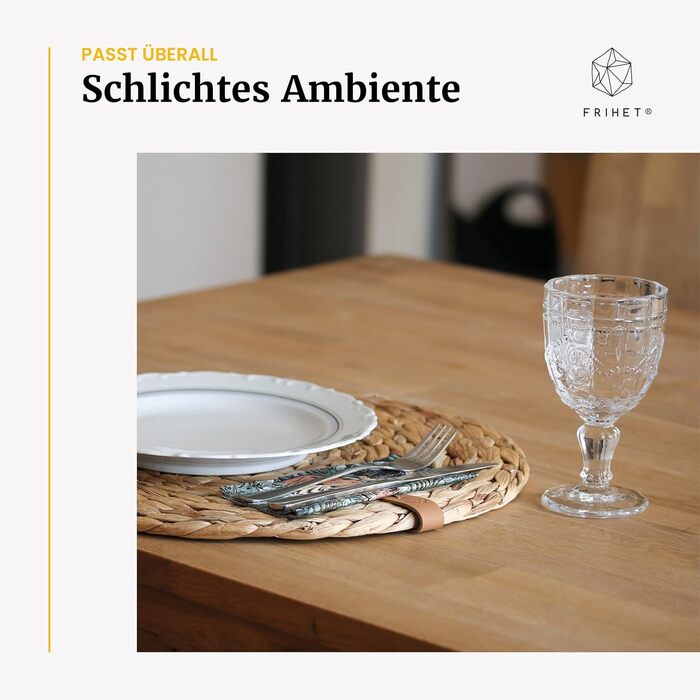 FRIHET® Table Placemats Oslo Set Round Water Hyacinth Natural - (6, 33cm)