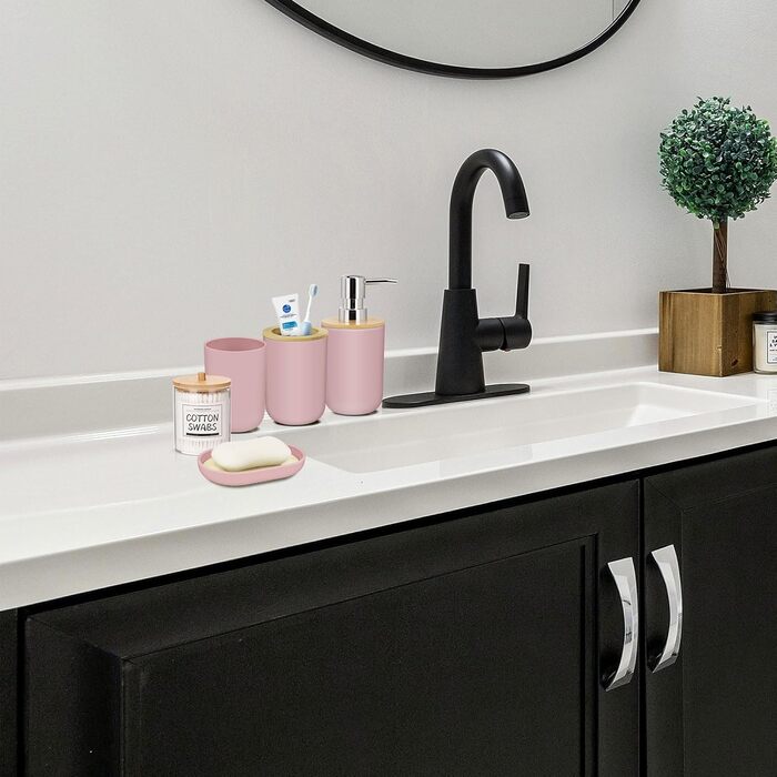 Набір аксесуарів для ванної кімнати IMAVO 4 шт. (Зелений): тримач для зубних щіток, стаканчик, дозатор мила, мильниця