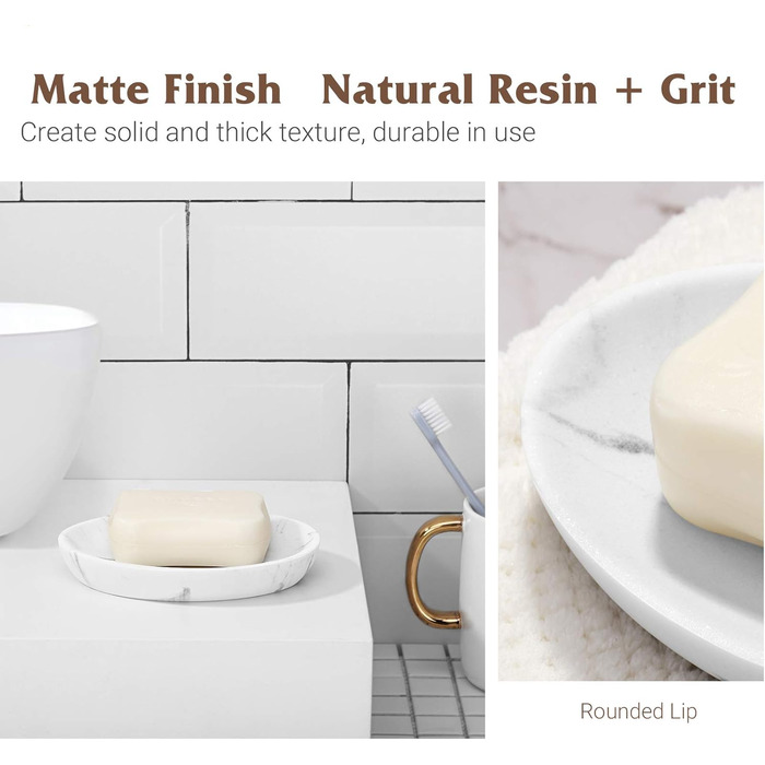 Підставка для мила Shinowa: неслизька коробочка для мила з харчового гіпсу, білий камінь. Організатор для ванної кімнати, туалету, кухні.