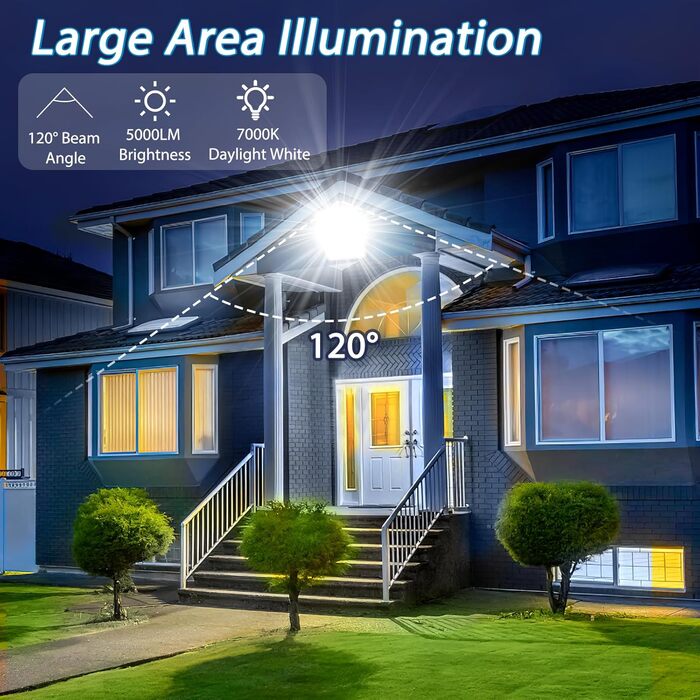 LED Floodlights with Motion Sensor Outdoor 100W 2 Pack, 10000LM LED Spotlights with Motion Sensor, 6500K Cool White Outdoor Floodlights, IP67 Waterproof Floodlights for Warehouse Garden Garage (50W-1PC)