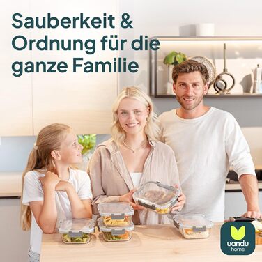 Набір контейнерів для їжі Uandu з кришкою (10 шт.) – Скляні контейнери для зберігання їжі, BPA-free, придатні для миття в посудомийній машині, мікрохвильовій печі та морозильній камері (Антрацит, набір з 5 шт.)