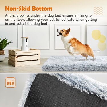 Крісло-ліжко для собак MDDK, 75x50x8 см, сіре. М'яке, з довгим плюшем, для комфортного сну вашого улюбленця