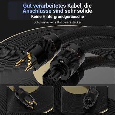 Hi-Fi мережевий кабель Tertullus High End C7 для аудіо-обладнання, штекер Schuko - C7, 1м (P104-c7)