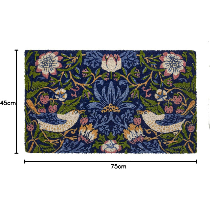 Entryways Victoria and Albert Museum Strawberry Thief Coir Doormat, Coconut Fiber, Multi, 45 x 75