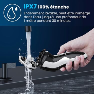 Електричний чоловічий бритва SweetLF з прецизійним тримером та функцією вологого/сухого гоління, IPX7 водонепроникний, з індикатором заряду (блакитний/чорний срібний)