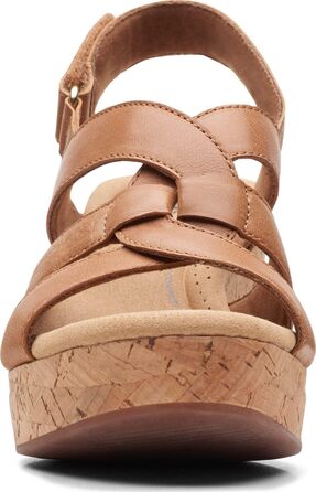 Босоніжки жіночі Clarks Giselle Beach з натуральної замші на танкетці, колір світло-коричневий, розмір 42.5 EU