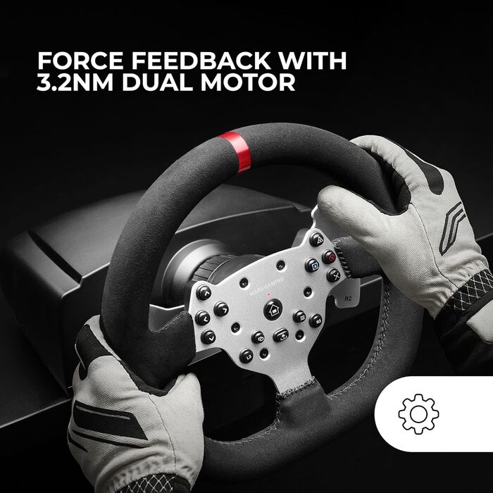 Кермо Mars Gaming MWH-RSX для SimRacing з Force Feedback та 3 педалями, 12 передач, 14 кнопок, PC/PS4/Xbox Series X|S