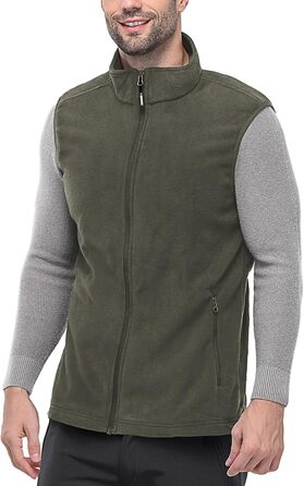 Флісова жилетка чоловіча Outdoor Ventures з довгими рукавами, тепла, вітронепроникна, з підкладкою, зимова жилетка, робоча жилетка для чоловіків з кишенями на блискавці (S, Cypress Green)