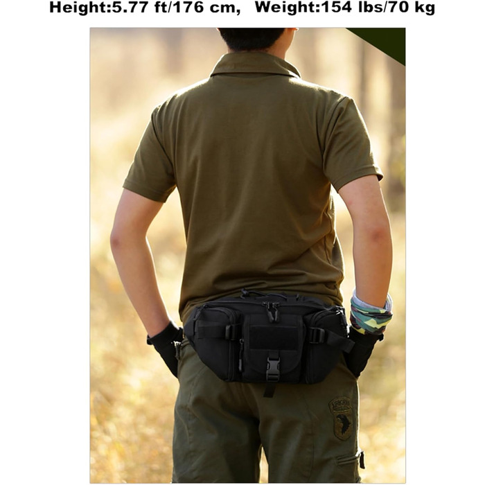 Тактична чоловіча поясна сумка Molle, водонепроникна, унісекс, чорна