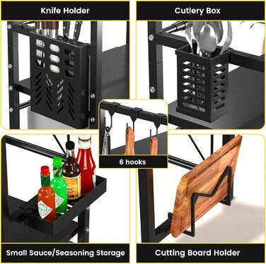 Висувна підставка для мікрохвильової печі на 3 яруси – 2 полиці, органайзер для кухонного столу – стійка для аірфрая, тостера та кавоварки
