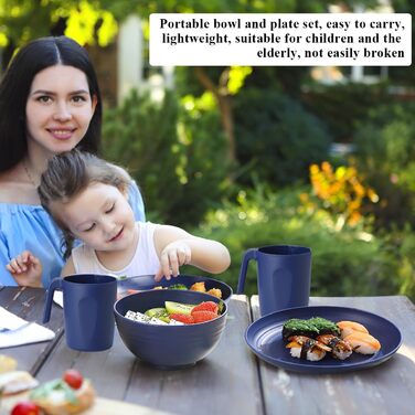 Набір посуду Berglander з білого пластику (24 шт) для 6 осіб: тарілки, миски, чашки | Berglander