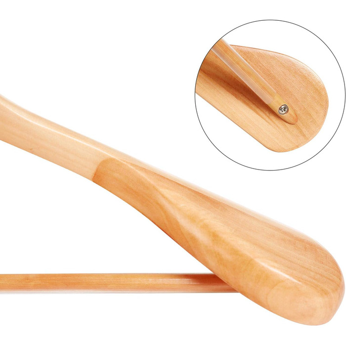 Набір вішалок для одягу SONGMICS, 6 шт., з масиву дерева, широкі плечі, антиковзні, для сорочок, пальто, курток, штанів, костюмів, поворотний гачок 360°, колір: дерево