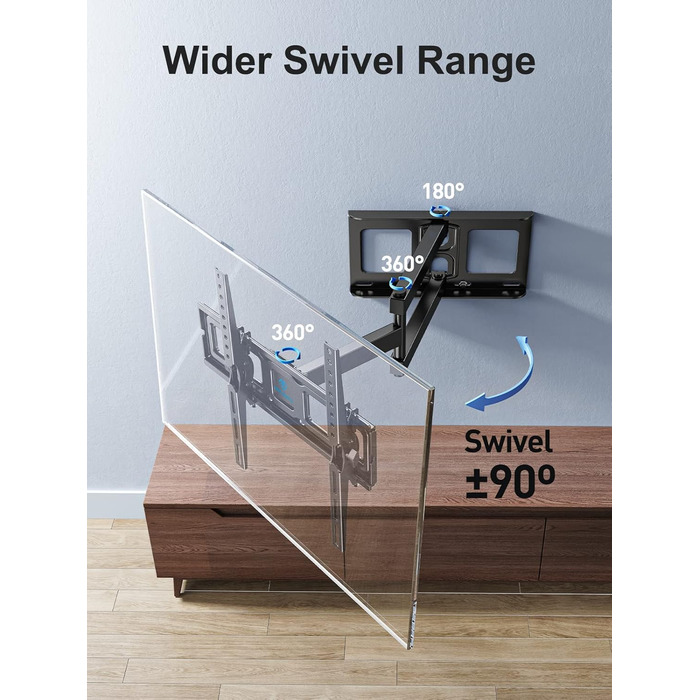 PERLESMITH Tilt & Swivel TV Wall Mount for 26-60 inch Flat & Curved TVs/Monitors (up to 40kg, VESA 400x400mm)