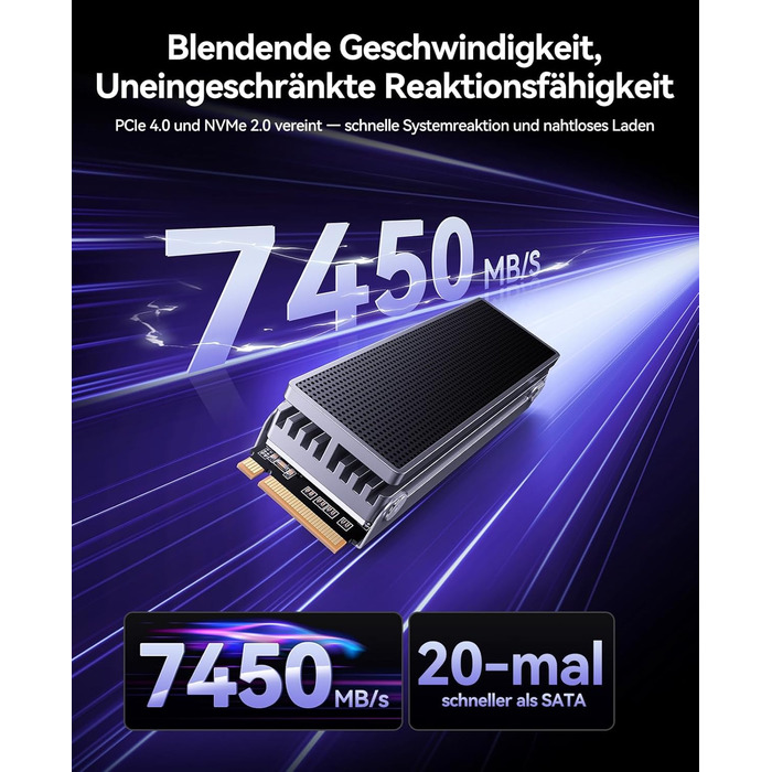 SSD Orico IG740PRO 4TB PCIe 4.0 NVMe M.2 - Швидкість до 7100 МБ/с, 3D NAND TLC, з радіатором для ПК, ноутбука та PS5