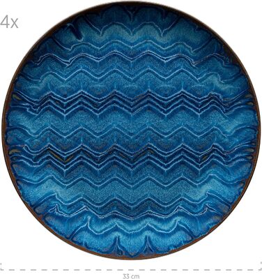 Набір посуду MÄSER Aquamarine (12 предметів) з тарілок для супу, десерту та їжі (4 персони), кераміка, блакитний