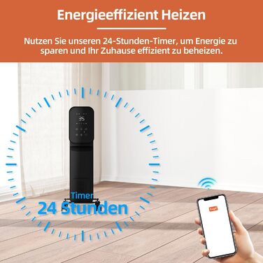 Масляний радіатор SHX 2000W з Wi-Fi, 3 режими, таймер 24г, термостат, Boost, до 40 м²
