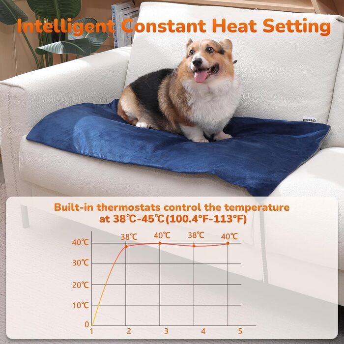 Електричний килимок для тварин Pecute - зігріваючий килимок для собак та котів, 40x50 см