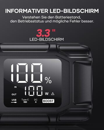 Powerbank Flylinktech 8000A для авто: 26800mAh, 8000A, PD65W, Jump Starter для бензинових та дизельних двигунів (до 12.0L)