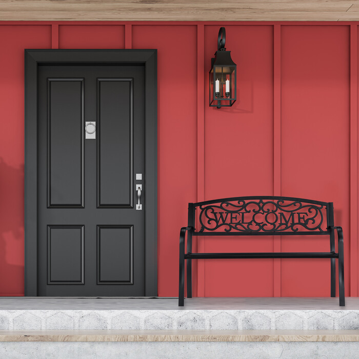 Relaxdays Metal Garden Bench Welcome