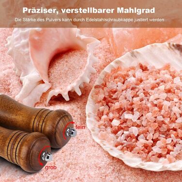 Механічна соляна млинка Pfeffermühle з дерева, набір 2 шт. з керамічним жорном, регулювання помелу, висота 16,5 см, ретро, XL
