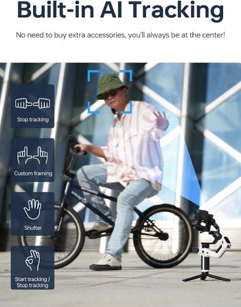 Feiyu SCORP Mini 2 Kit - Стабілізатор для бездзеркальних камер/Action-камер/iPhone/Samsung, Ручний 3-осьовий гiмбал з сумкою, світлом для селфі та подовжувачем. Чорний та білий кольори