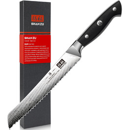Японський ніж SHAN ZU Damastus Chef's Knife 20 см з нержавіючої сталі AUS10, 67-шарів дамаска, з ручкою G10, подарункова коробка