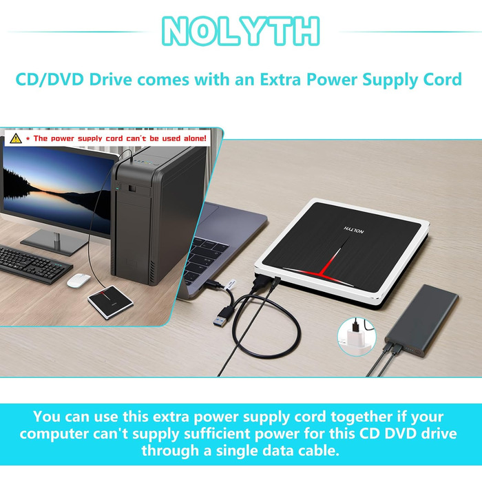 Зовнішній DVD-привід та записувач для ноутбука, Plug and Play USB DVD-бредер