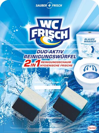 Блоки для бачка унітаза WC Frisch Duo-Aktiv, очищувач та засіб проти вапняного нальоту 2в1, гігієнічна чистота та свіжість (12х2 шт)