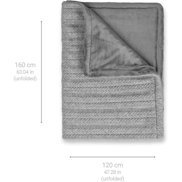 Електрична ковдра Medisana HB 680 Kuschelheizdecke з в'язаним візерунком, функцією автоматичного вимкнення, що стирається, сірого кольору, 3 температурні режими, розмір 160 x 120 см, двоколірна, з ефектом реверсу