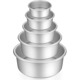Gesentur Cake Pan Set - Round Baking Pans Made of Anodized Aluminum with Non-Stick Coating, Removable Bottom, 5 Sizes (5
