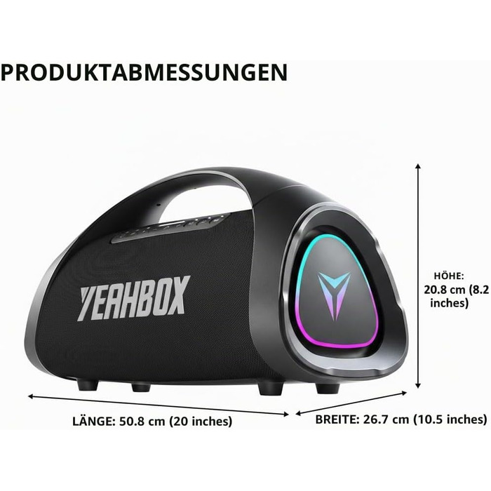 Портативна Bluetooth колонка YEAHBOX Sonic Boom Max 300W з басами, IP67, чорна