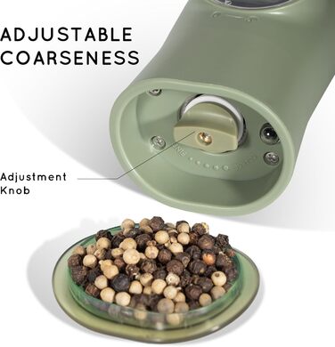 Gravity Electric Salt and Pepper Grinder Set, 2-Piece Set Rechargeable Electric Salt and Pepper Shakers with USB-C Charging Station, Electric Spice Mill for Dry Spices