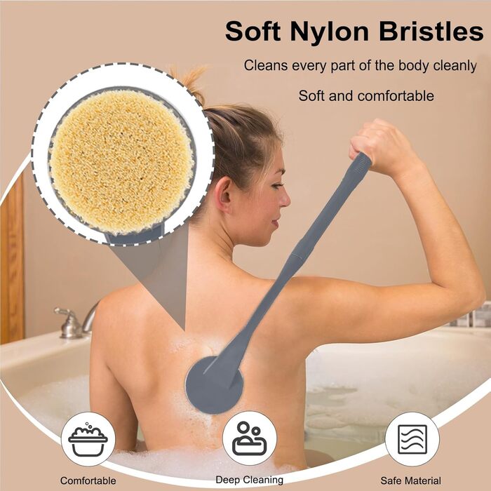 Скребок для спини у душ, 51,8 см, щітка для тіла з довгою ручкою, скребок для спини, скребок для чоловіків