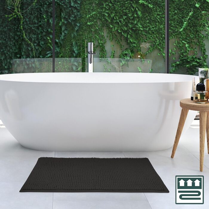 Килимок для ванної кімнати Beautissu BeauMare WR, 50x80 см, чорний, з мікрофібри, антиковзаючий, для ванної