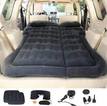 Надувна автомобільна повітряна матрац-ліжко для заднього сидіння, авто, кемпінг, 135 x 83 см, портативна туристична матрац, автомобільна спальна матрац, універсальна для SUV, чорний